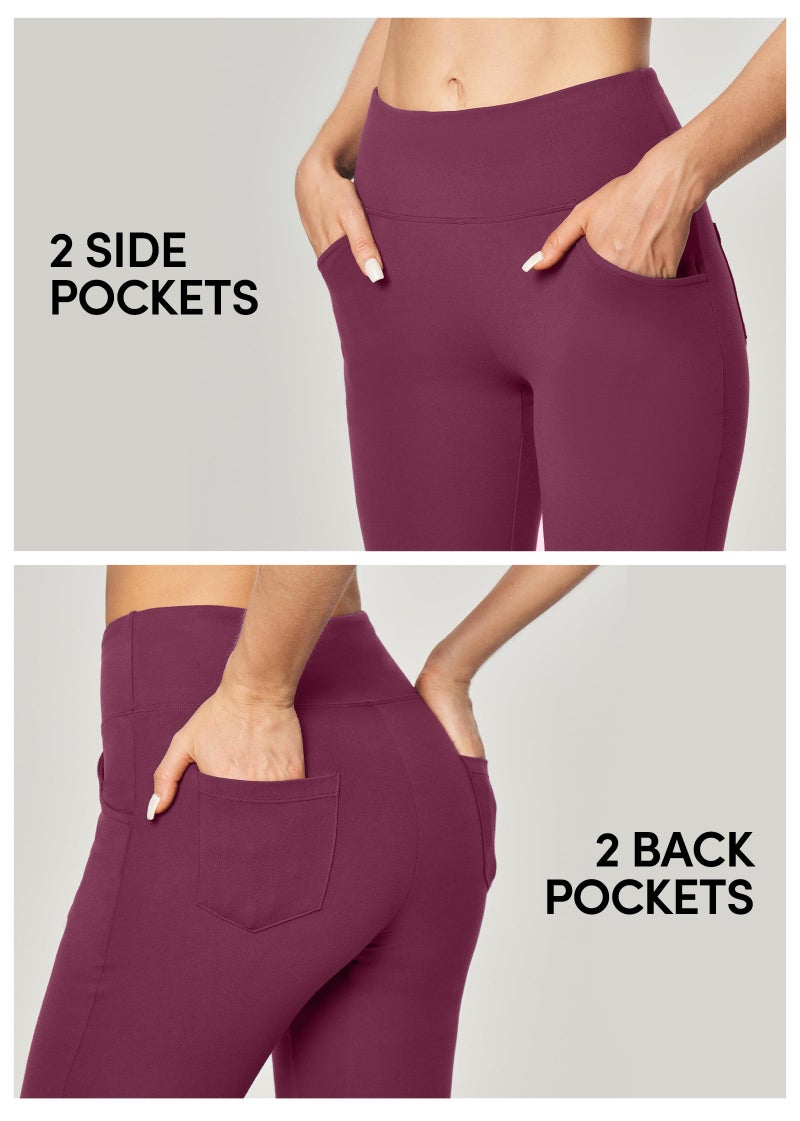 IUGA Yoga Pants Women Wide Leg High Waist Bootcut Workout Flare Leggings Tummy Control Work Dress Pants Women 4 Pockets Maroon - Image 5